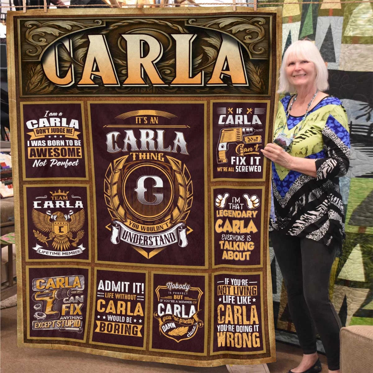 CARLA Personalized Blanket | Custom Name Cozy Throw Gift 13K1-BK4
