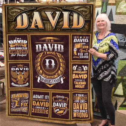 DAVID Personalized Blanket | Custom Name Cozy Throw Gift 13K1-BK4