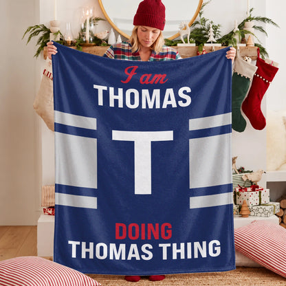 I'm Name Doing Name Things Navy Fleece Blanket THOMAS 13K1 BK51