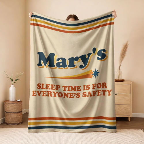 Your Name's Sleep Time Funny Retro Fleece Blanket MARY 13K1 BK67
