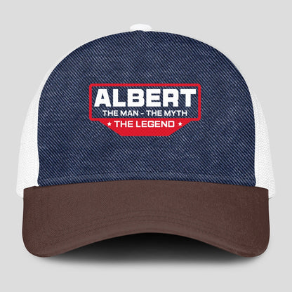The Man The Myth The Legend Navy Brown And White Mesh Cap ALBERT 13K1 C200PF