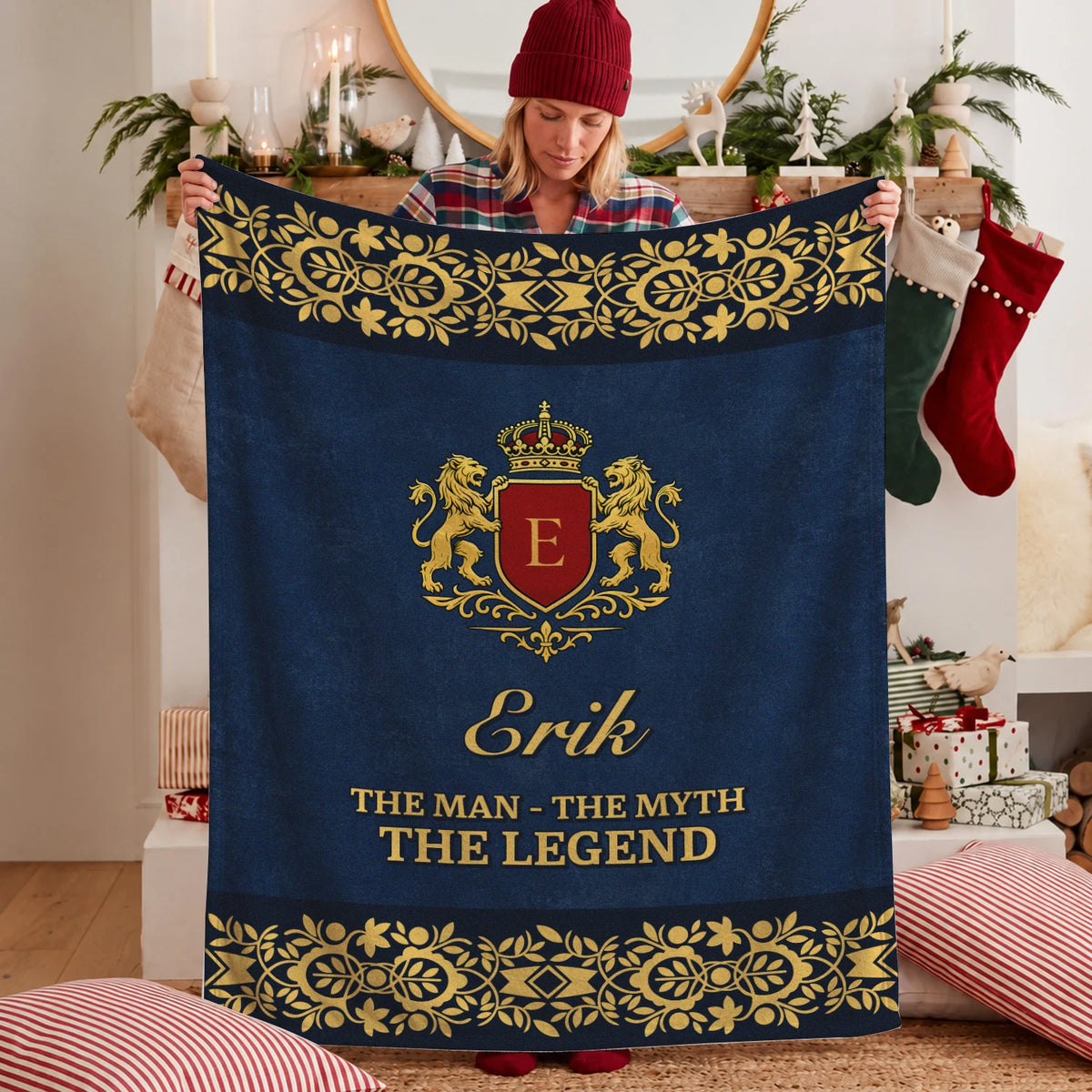 The Man The Myth The Legend Luxury Navy Fleece Blanket ERIK 13K1 BK35