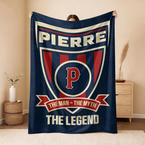 The Man The Myth The Legend Blue Burgundy Baseball Blanket PIERRE 13K1 BK18