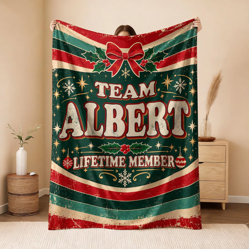 Team Your Name Lifetime Member Christmas Fleece Blanket ALBERT 13K1 BK52