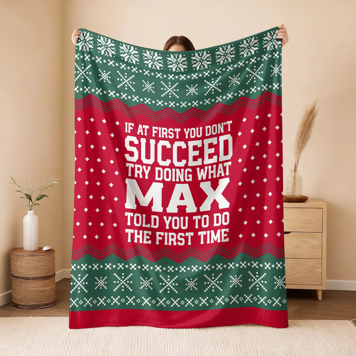 If At First You Don’t Succeed Red Green Christmas Fleece Blanket MAX 13K1 BK28