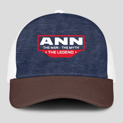 The Man The Myth The Legend Navy Brown And White Mesh Cap ANN 13K1 C200PF