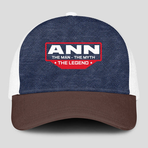 The Man The Myth The Legend Navy Brown And White Mesh Cap ANN 13K1 C200PF