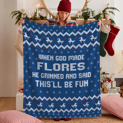 When God Made Your Name Navy Fleece Blanket FLORES 13K1 BK32