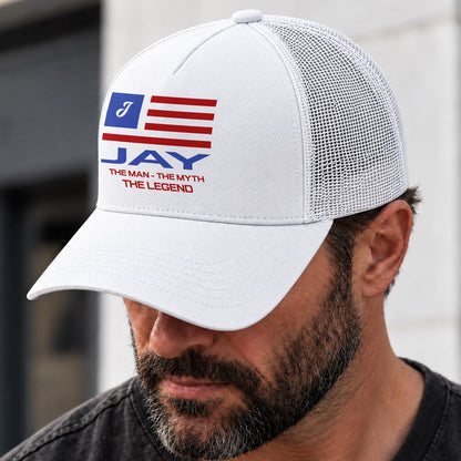 The Man The Myth The Legend America Flag Mesh Cap JAY 13K1 C193PF