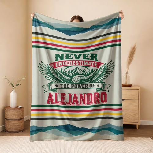 Never Underestimate Your Name Vintage Mountain Fleece Blanket ALEJANDRO 13K1 BK44
