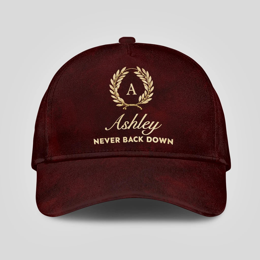Never Back Down Golden Olive Burgundy Cap ASHLEY 13K1 C177PF
