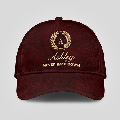 Never Back Down Golden Olive Burgundy Cap ASHLEY 13K1 C177PF