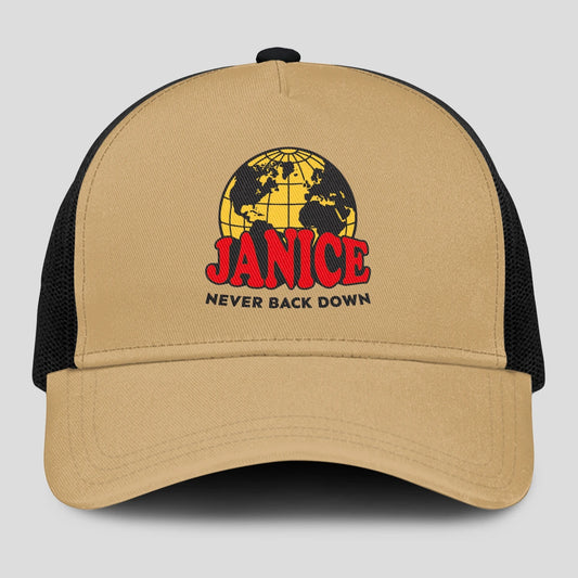 Never Back Down World Logo Khaki Mesh Cap JANICE 13K1 C212PF