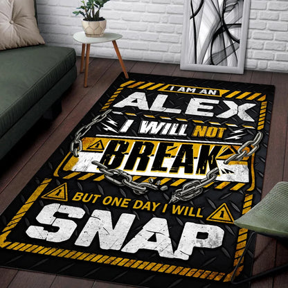 ALEX Motivational Rug – Black & Yellow Quote Carpet for Living Room 13K1-AR1