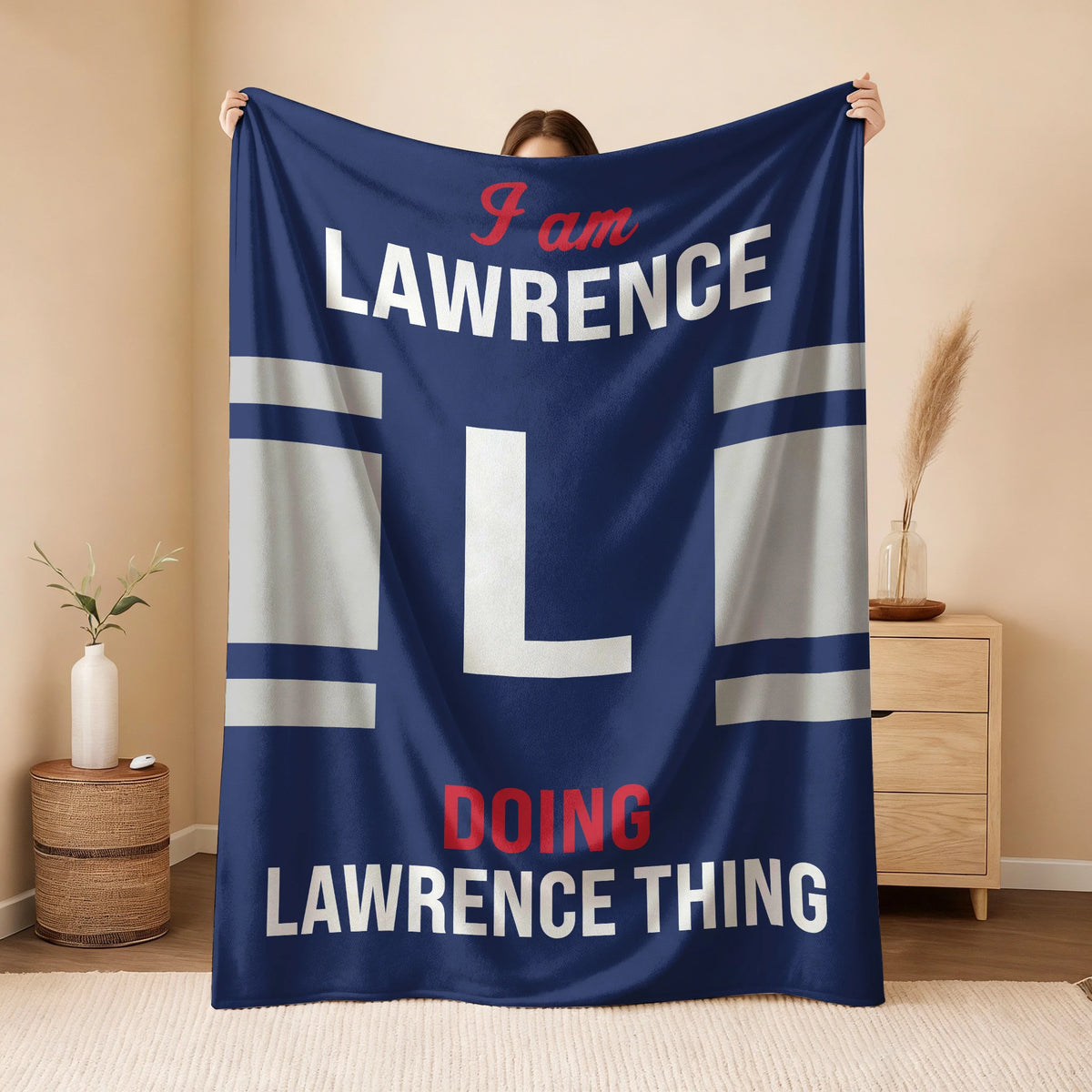 I'm Name Doing Name Things Navy Fleece Blanket LAWRENCE 13K1 BK51