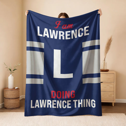 I'm Name Doing Name Things Navy Fleece Blanket LAWRENCE 13K1 BK51