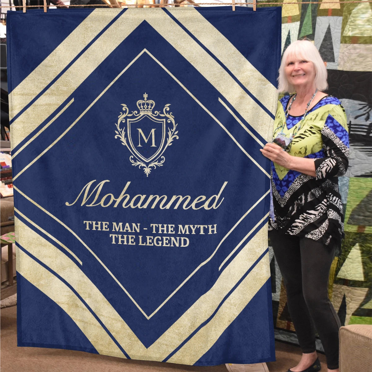The Man The Myth The Legend Diamond Fleece Blanket MOHAMMED 13K1 BK06