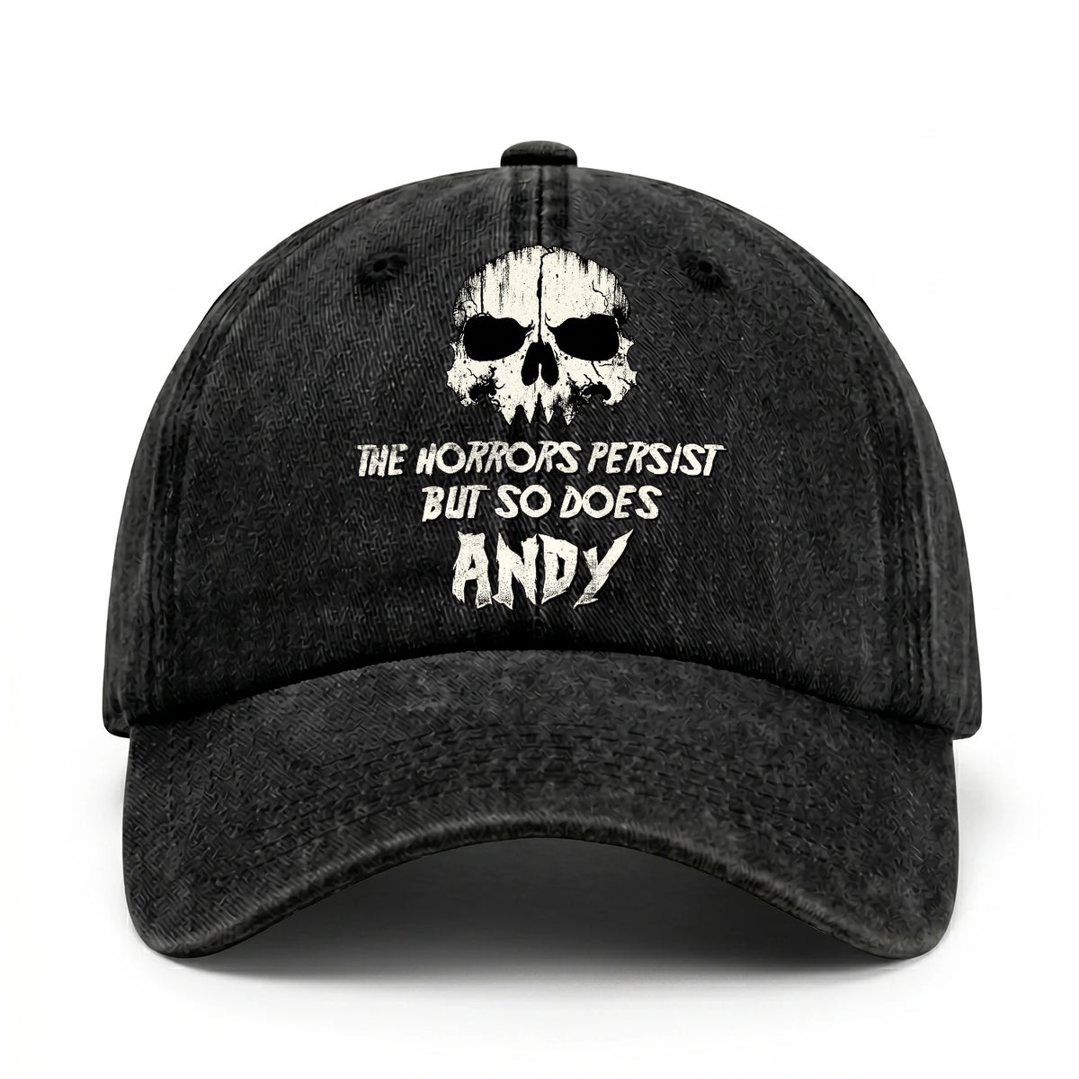 The Horrors Persist But So Does Your Name Cool Skull Washed Cap ANDY 13K1 C134PF