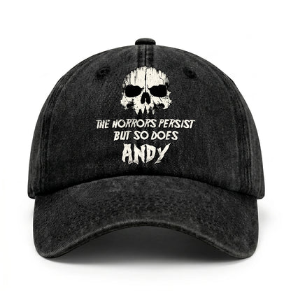 The Horrors Persist But So Does Your Name Cool Skull Washed Cap ANDY 13K1 C134PF