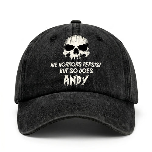 The Horrors Persist But So Does Your Name Cool Skull Washed Cap ANDY 13K1 C134PF