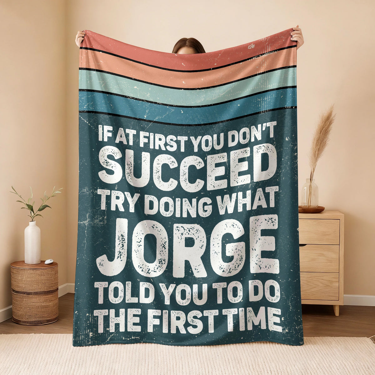 If At First You Don’t Succeed Retro Green Fleece Blanket JORGE 13K1 BK29