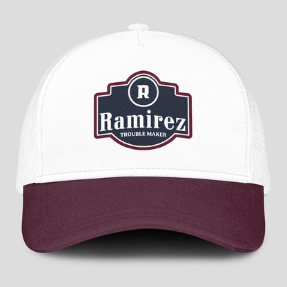 Trouble Maker Burgundy And White Funny Mesh Cap RAMIREZ 13K1 C201PF