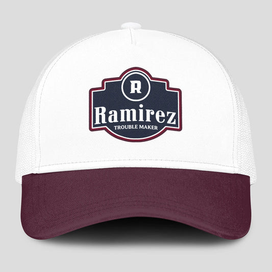 Trouble Maker Burgundy And White Funny Mesh Cap RAMIREZ 13K1 C201PF