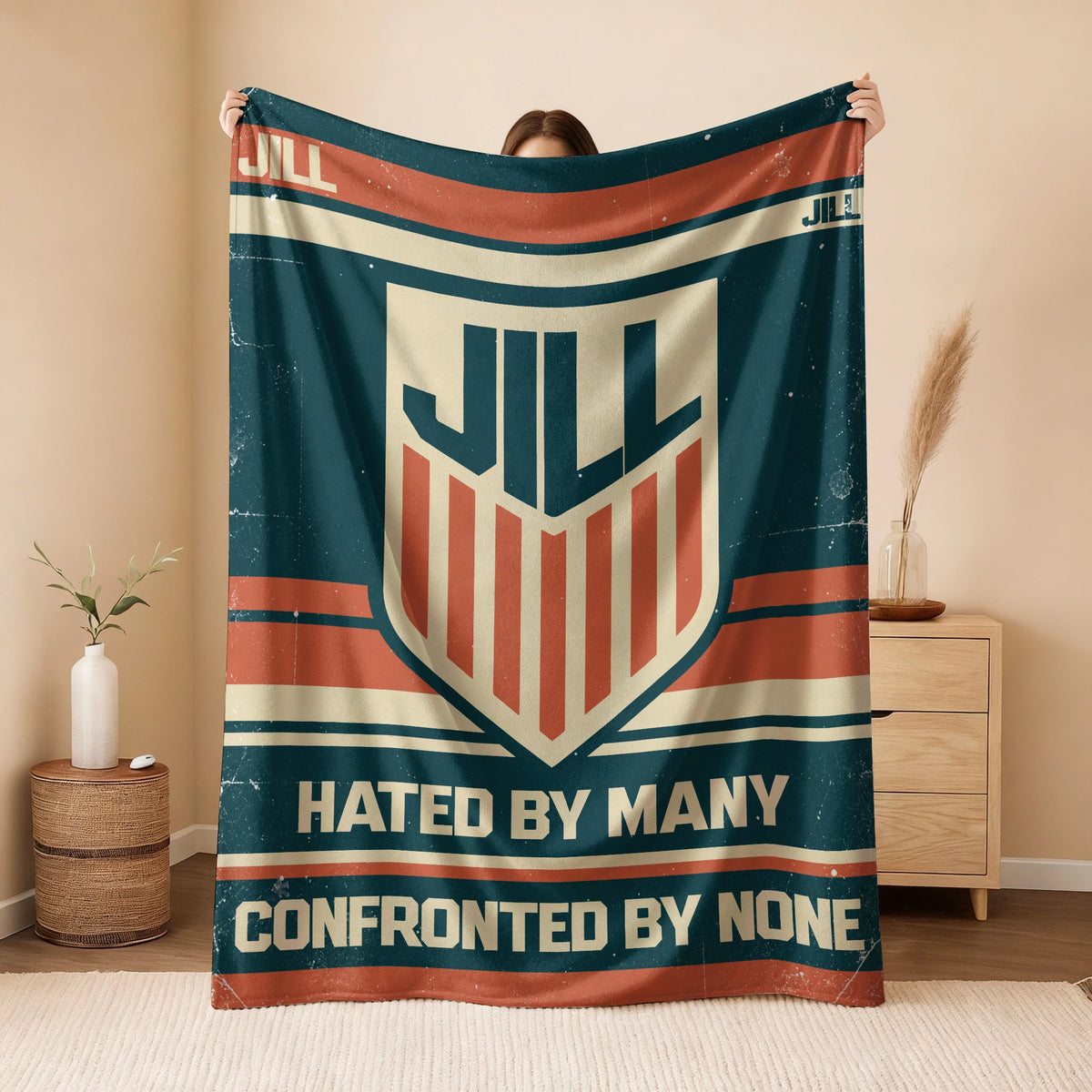 Hated By Many Confronted By None Retro Fleece Blanket JILL 13K1 BK58