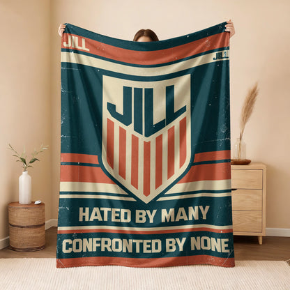 Hated By Many Confronted By None Retro Fleece Blanket JILL 13K1 BK58