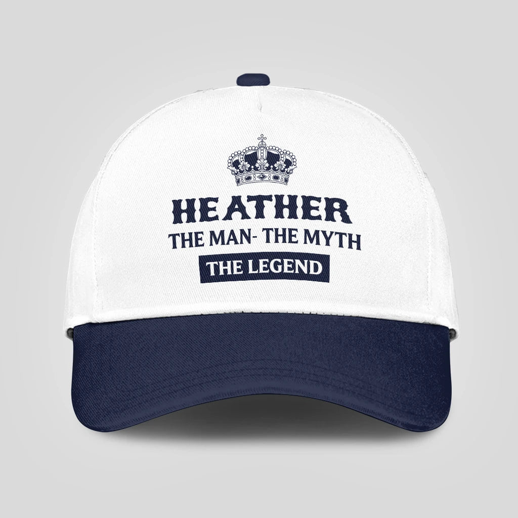 The Man The Myth The Legend King Crown Blue And White Cap HEATHER 13K1 C147PF