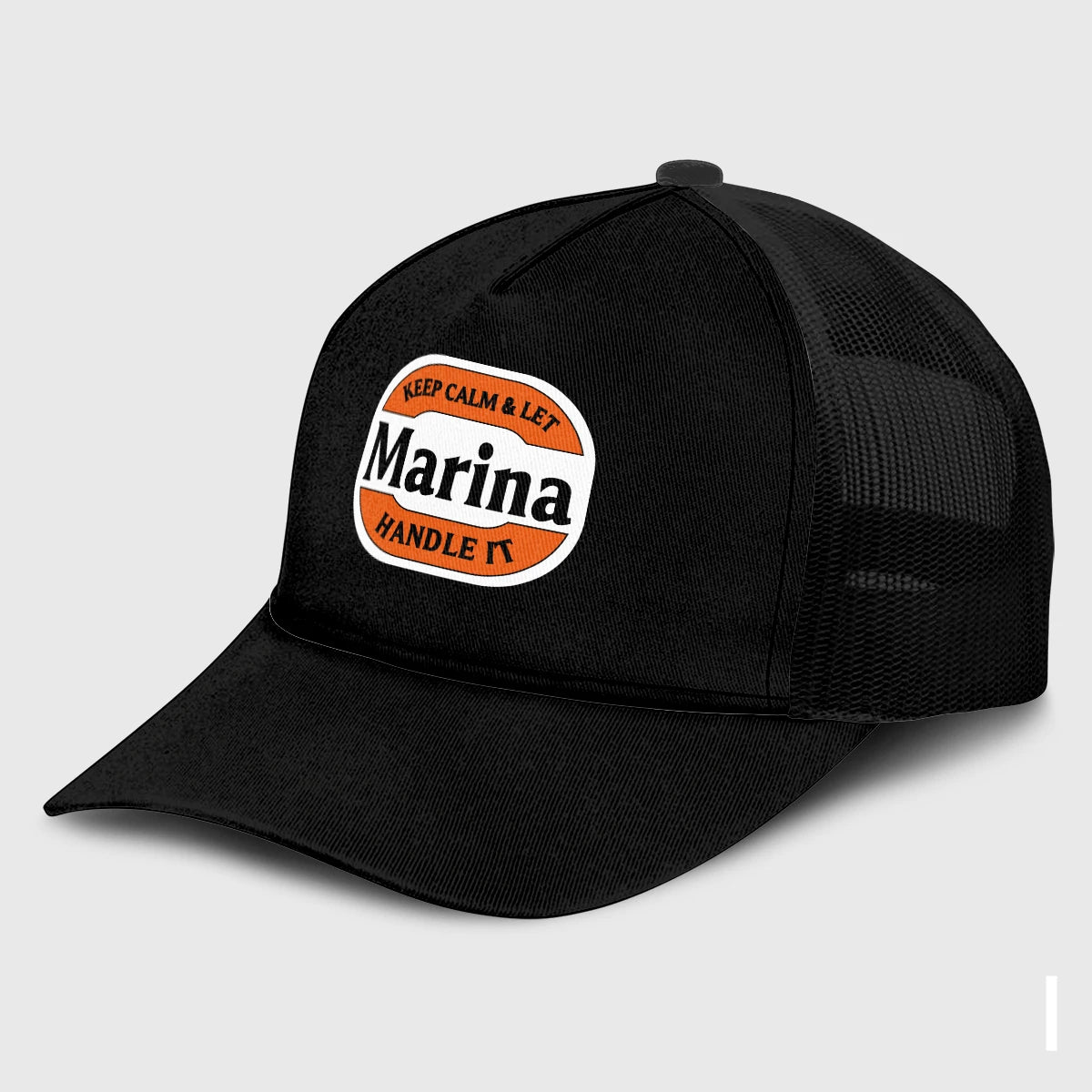 Keep Calm & Let Your Name Handle It Black Mesh Cap MARINA 13K1 C199PF