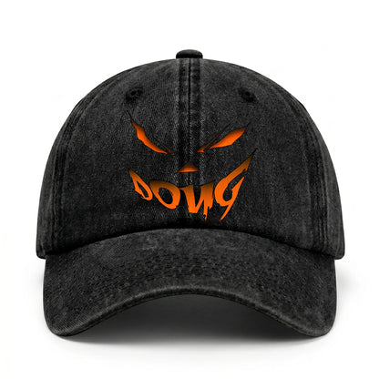 Your Name Jack O' Lantern Halloween Washed Cap DOUG 13K1 C100PF