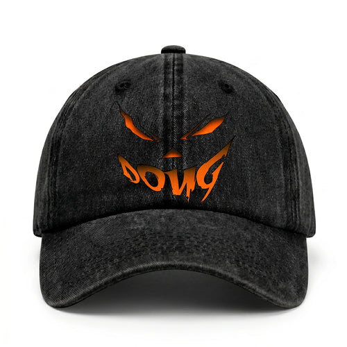 Your Name Jack O' Lantern Halloween Washed Cap DOUG 13K1 C100PF