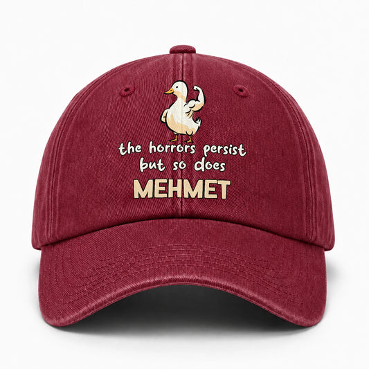 The Horrors Persist But So Does Your Name Funny Goose Burgundy Washed Cap MEHMET 13K1 C126PF