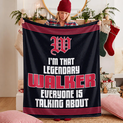 I'm That Legendary Name Dark Red Fleece Blanket WALKER 13K1 BK48