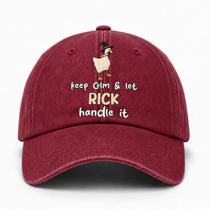 Keep Calm & Let Your Name Handle It Funny Witch Goose Washed Cap RICK 13K1 C128PF