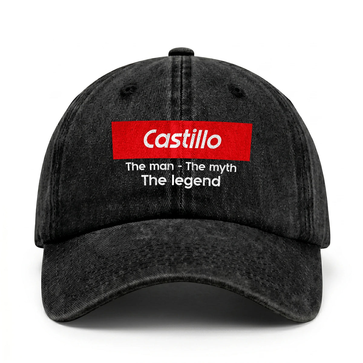 Your Name The Man The Myth The Legend Red Logo Washed Cap CASTILLO 13K1 C130PF