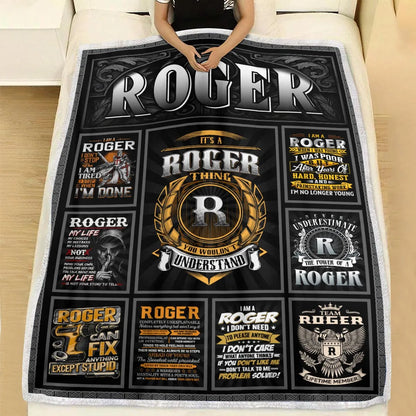 ROGER Personalized Blanket | Custom Name Cozy Throw Gift 13K1-BK2