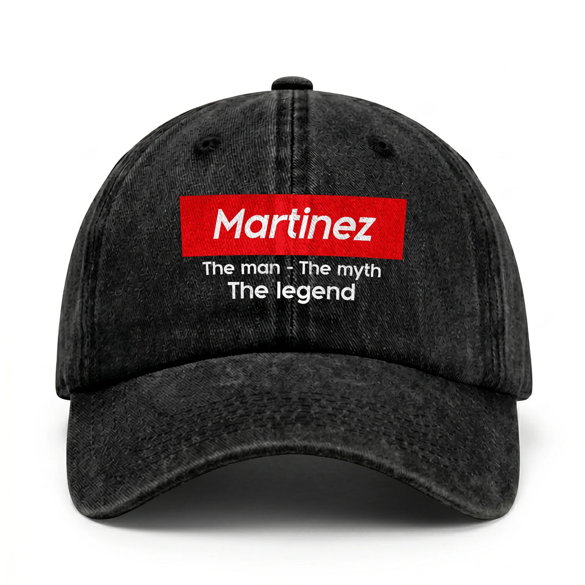 Your Name The Man The Myth The Legend Red Logo Washed Cap MARTINEZ 13K1 C130PF