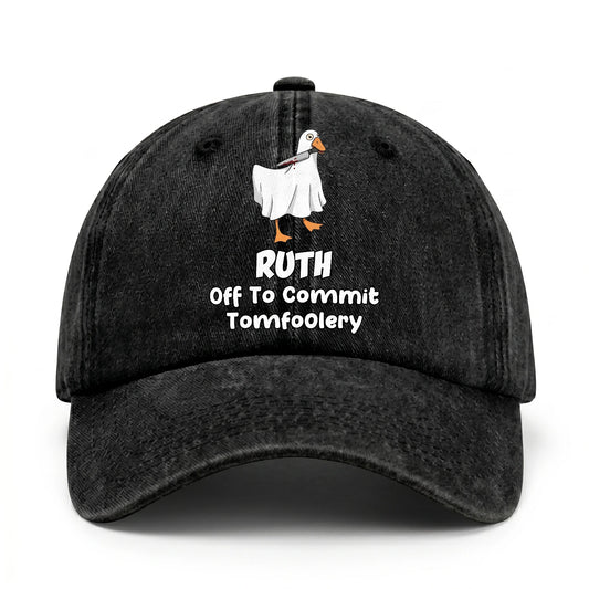 Off To Commit Tomfoolery Funny Goose Washed Cap RUTH 13K1 C131PF