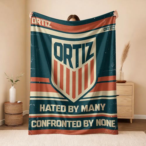Hated By Many Confronted By None Retro Fleece Blanket ORTIZ 13K1 BK58