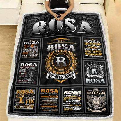 ROSA Personalized Blanket | Custom Name Cozy Throw Gift 13K1-BK2