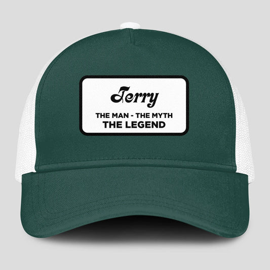 The Man The Myth The Legend Green And White Mesh Cap TERRY 13K1 C198PF