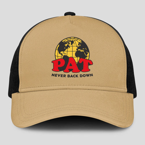 Never Back Down World Logo Khaki Mesh Cap PAT 13K1 C212PF