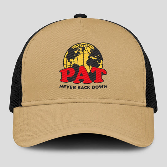 Never Back Down World Logo Khaki Mesh Cap PAT 13K1 C212PF