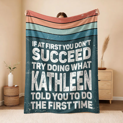If At First You Don’t Succeed Retro Green Fleece Blanket KATHLEEN 13K1 BK29