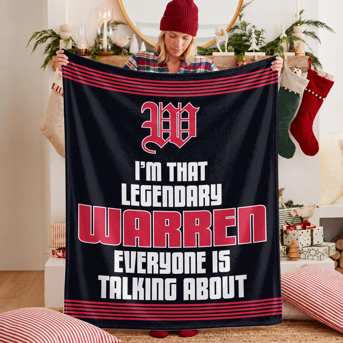 I'm That Legendary Name Dark Red Fleece Blanket WARREN 13K1 BK48