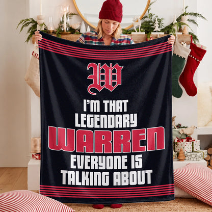 I'm That Legendary Name Dark Red Fleece Blanket WARREN 13K1 BK48