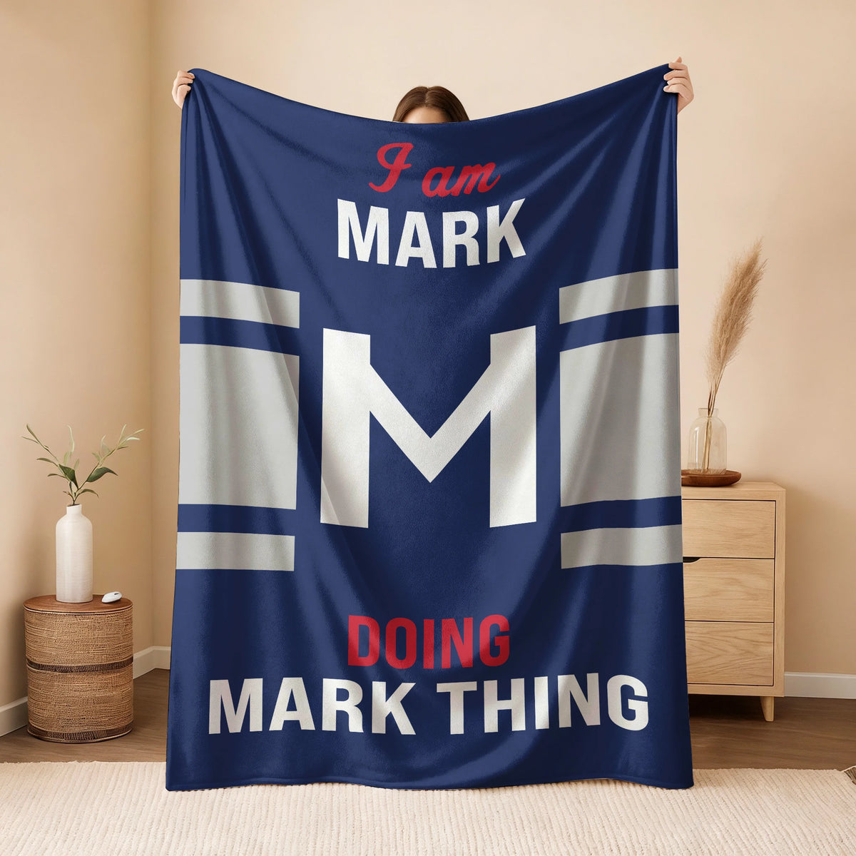 I'm Name Doing Name Things Navy Fleece Blanket MARK 13K1 BK51