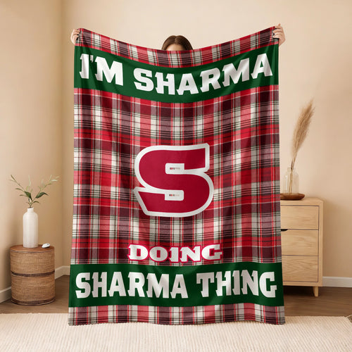 I'm Name Doing Name Things Red Plaid Fleece Blanket SHARMA 13K1 BK49